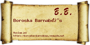 Boroska Barnabás névjegykártya